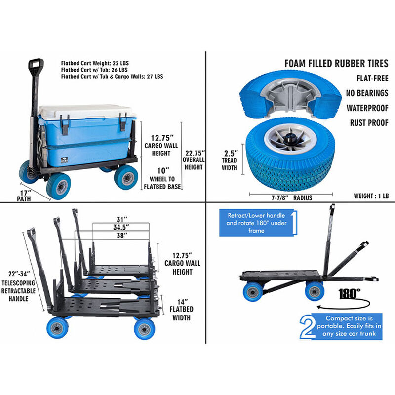 Mighty Max Multi-Purpose Dock Cart Wagon, Blue Tub image number 9